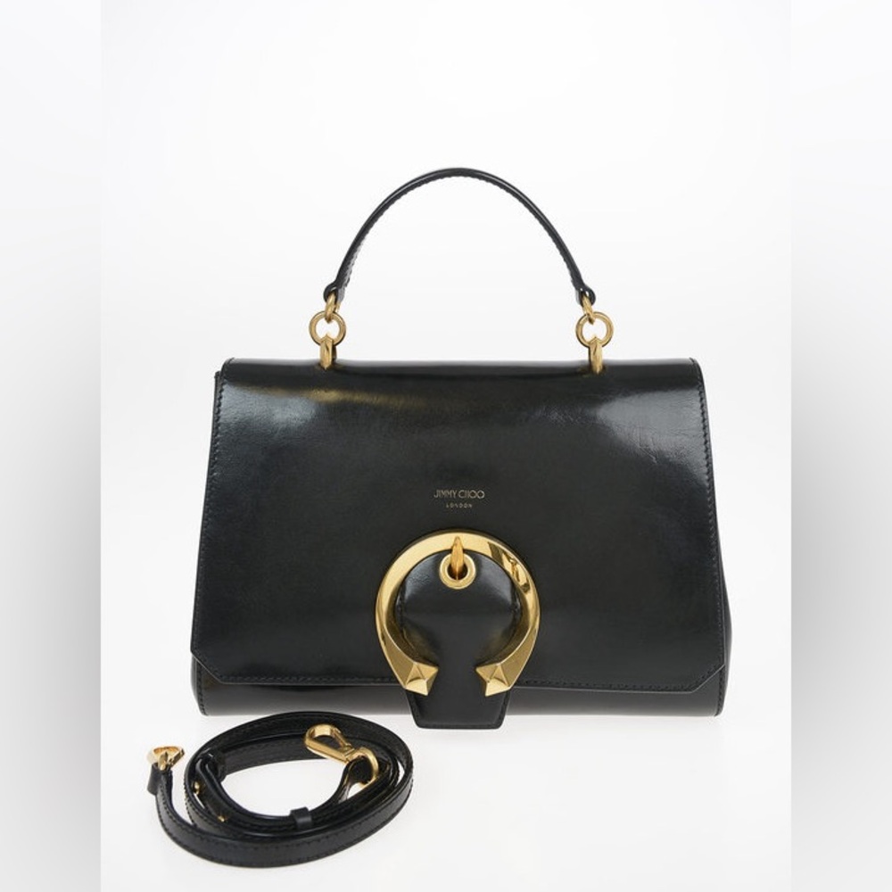 Authentic JIMMY CHOO large MADELINE top handle bag in forest green